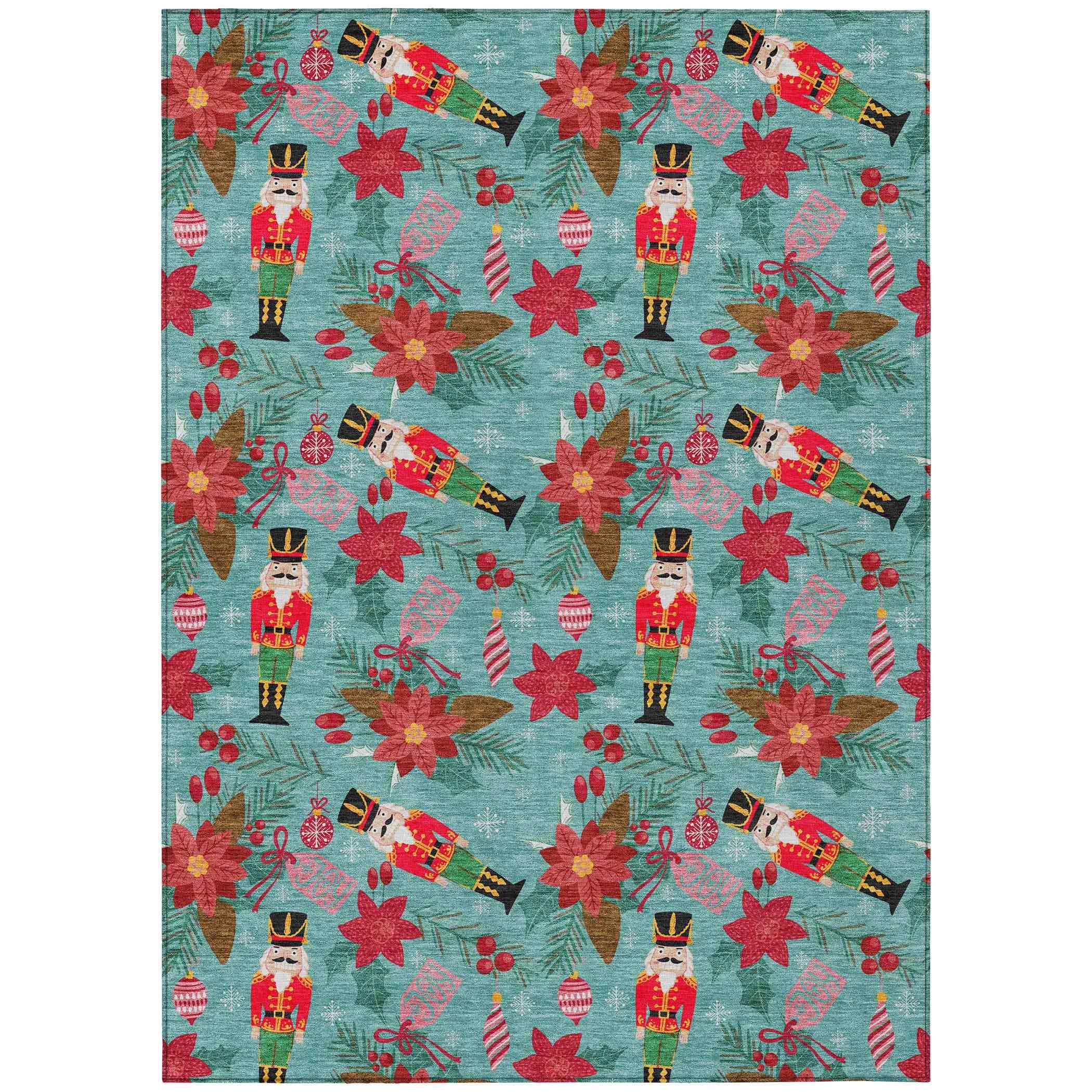 Addison Rugs Quaius Teal Washable Indoor-Outdoor Rug