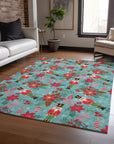 Addison Rugs Quaius Teal Washable Indoor-Outdoor Rug