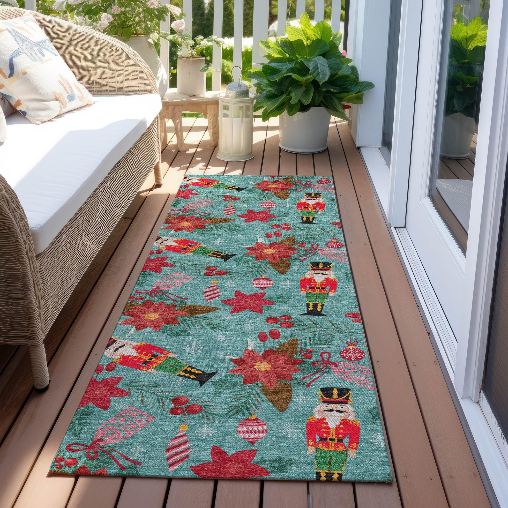 Addison Rugs Quaius Teal Washable Indoor-Outdoor Rug
