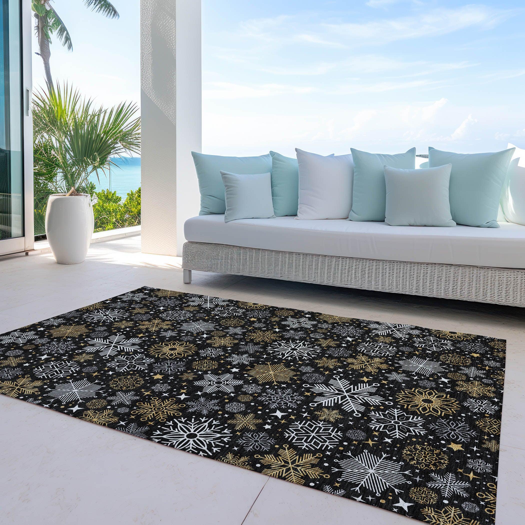 Addison Rugs Quaon Black Washable Indoor-Outdoor Rug