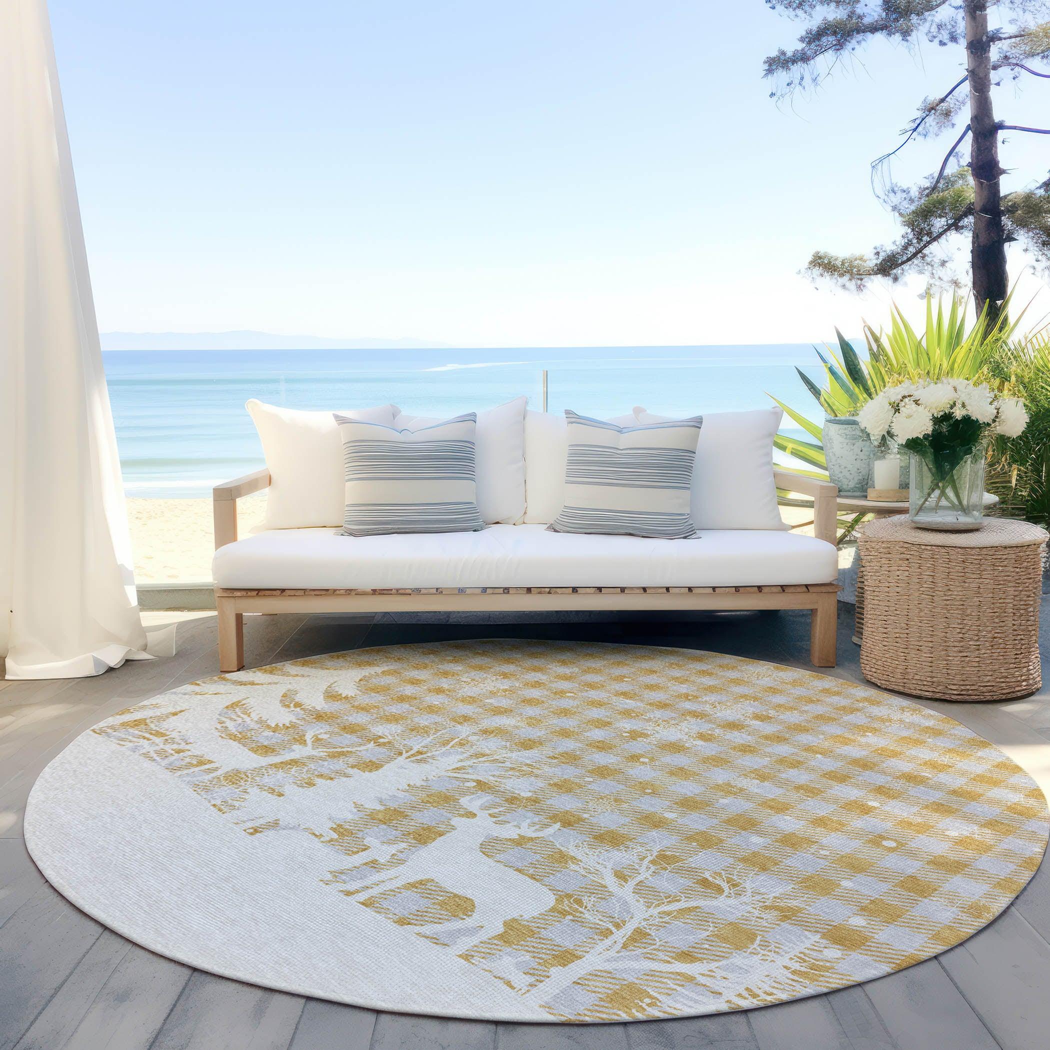 Addison Rugs Quaora Gold Washable Indoor-Outdoor Rug