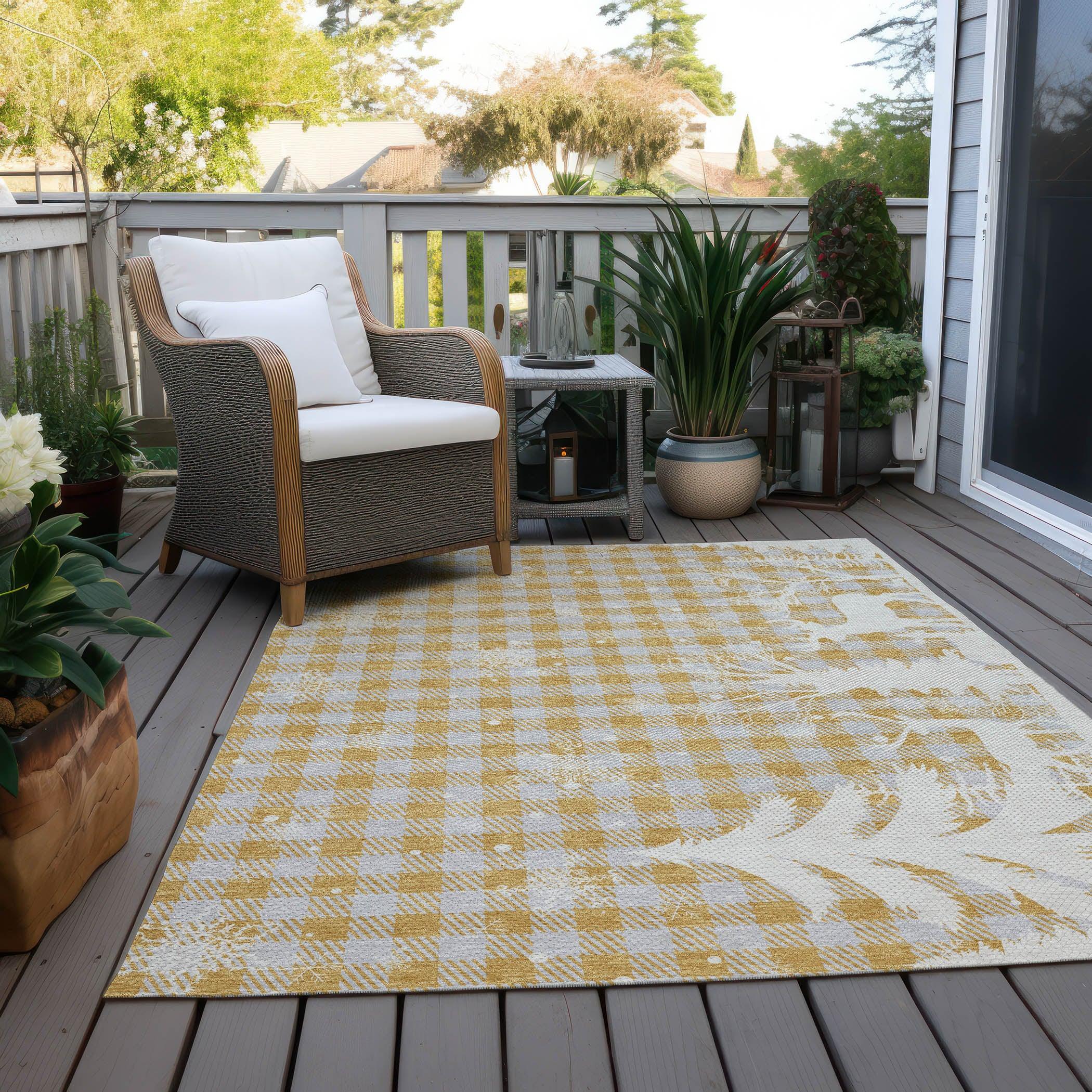 Addison Rugs Quaora Gold Washable Indoor-Outdoor Rug