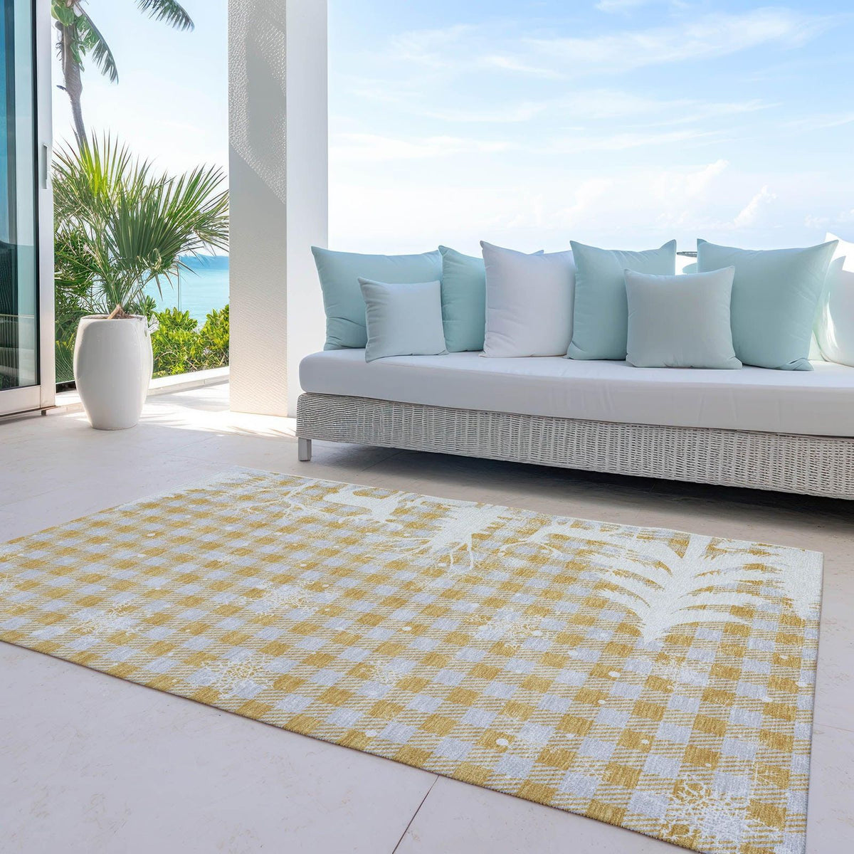 Addison Rugs Quaora Gold Washable Indoor-Outdoor Rug