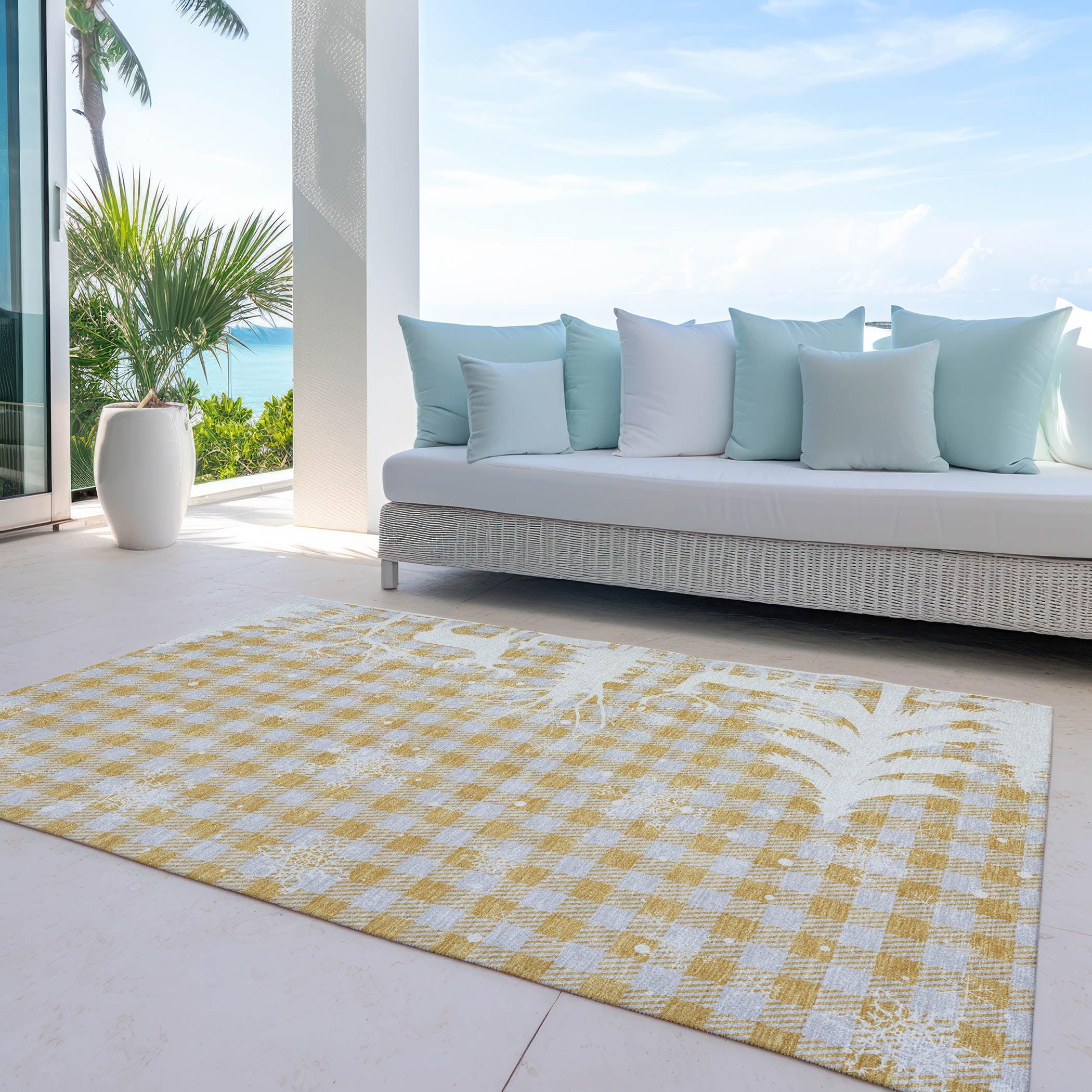 Addison Rugs Quaora Gold Washable Indoor-Outdoor Rug