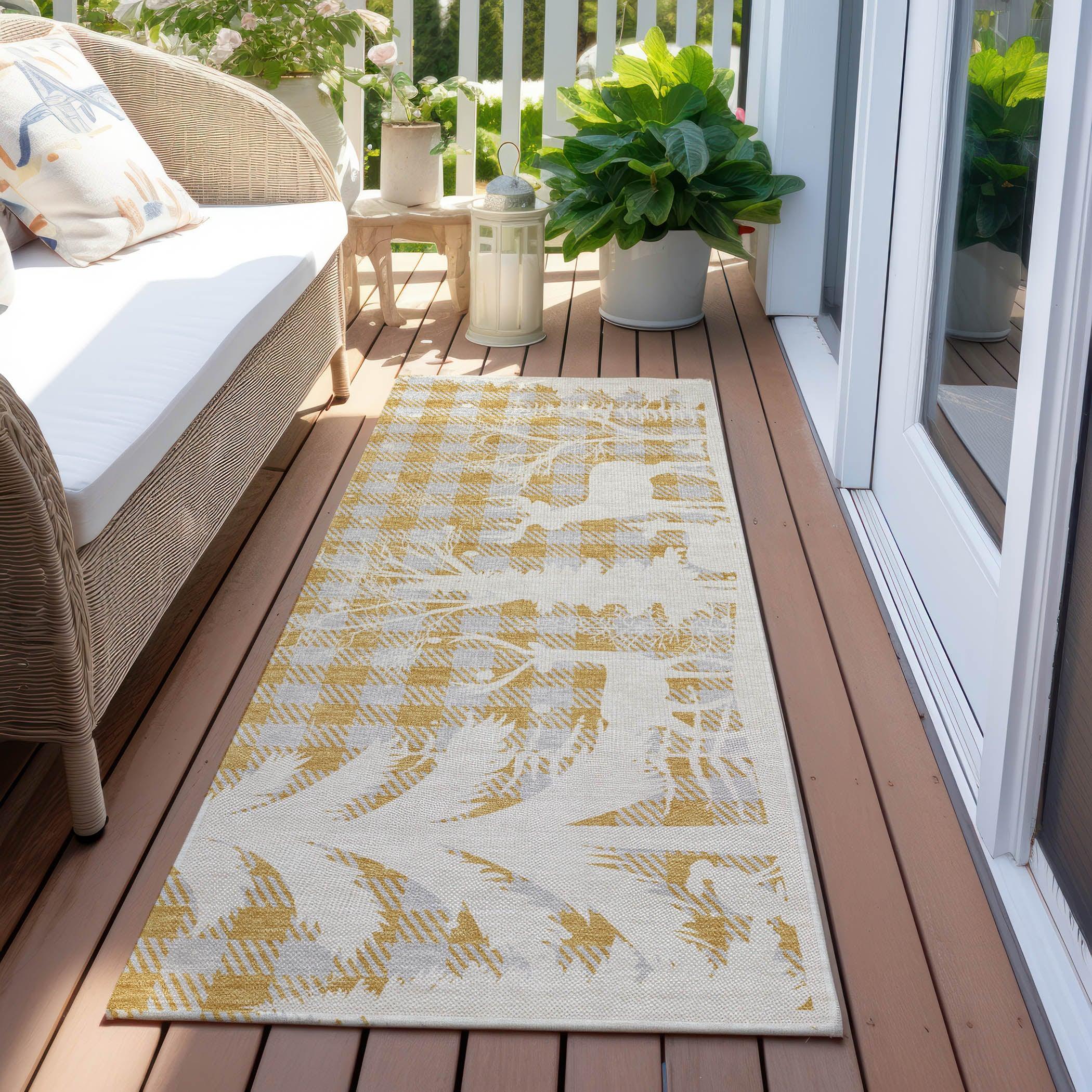 Addison Rugs Quaora Gold Washable Indoor-Outdoor Rug