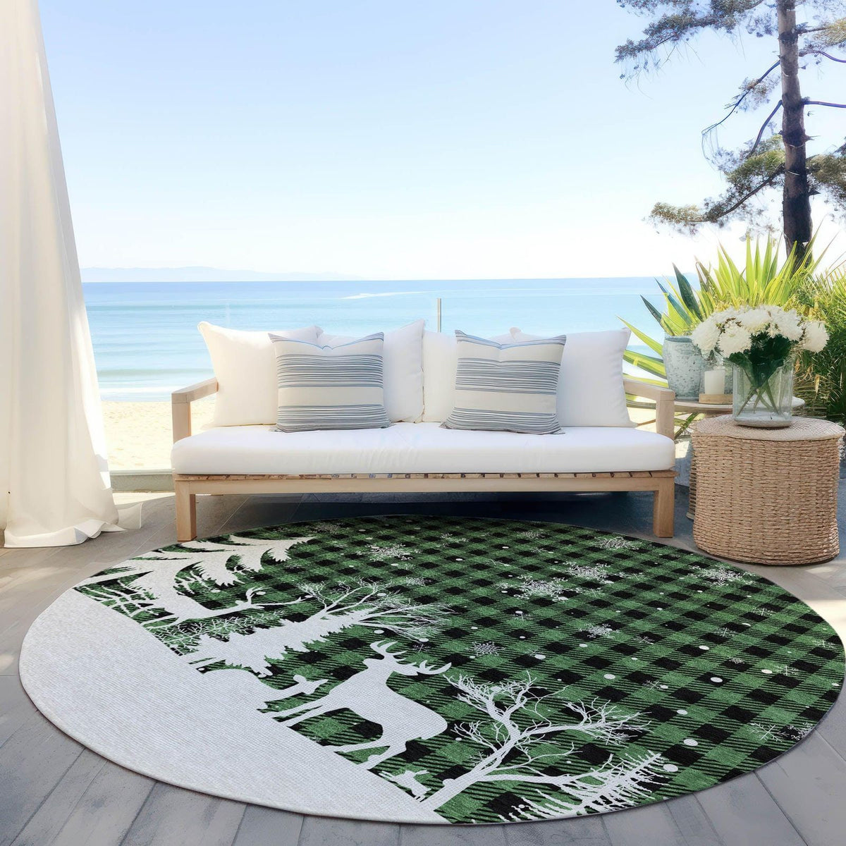 Addison Rugs Quaora Green Washable Indoor-Outdoor Rug