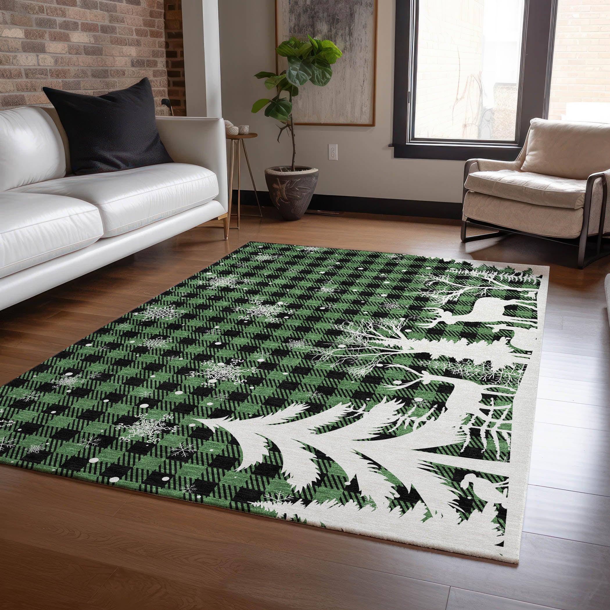 Addison Rugs Quaora Green Washable Indoor-Outdoor Rug