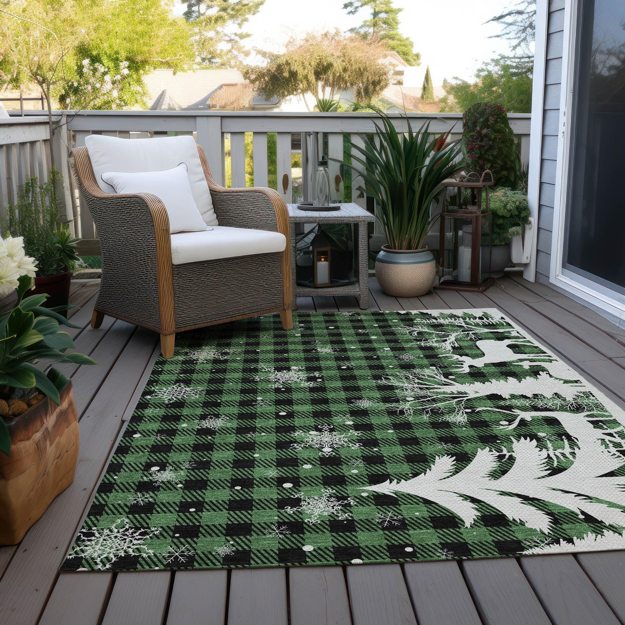 Addison Rugs Quaora Green Washable Indoor-Outdoor Rug