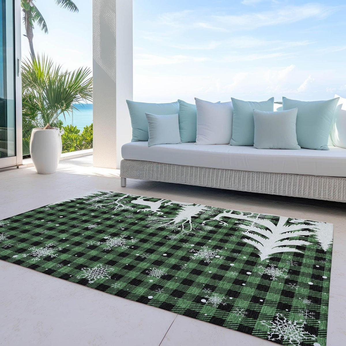 Addison Rugs Quaora Green Washable Indoor-Outdoor Rug