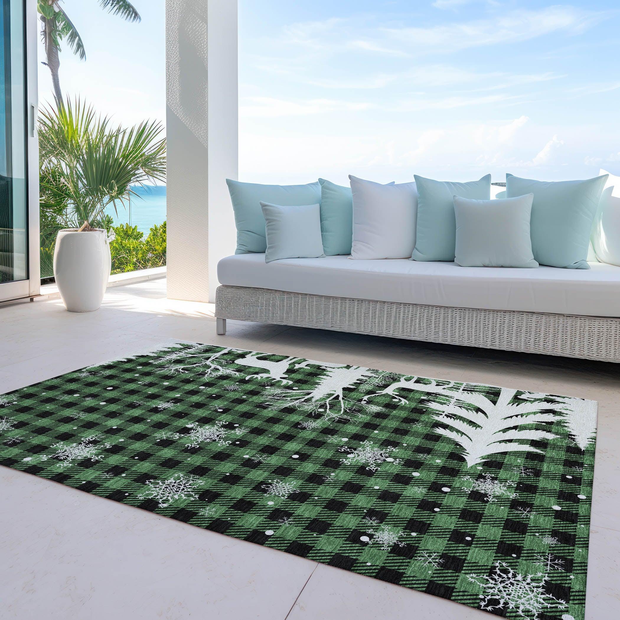 Addison Rugs Quaora Green Washable Indoor-Outdoor Rug