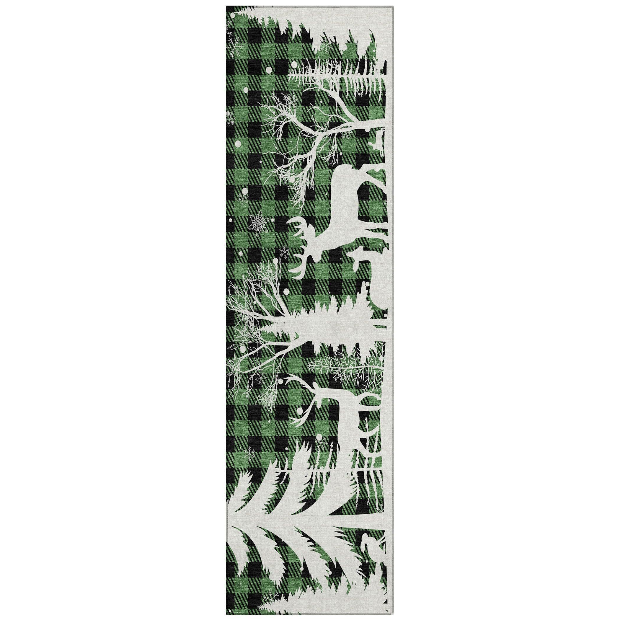 Addison Rugs Quaora Green Washable Indoor-Outdoor Rug