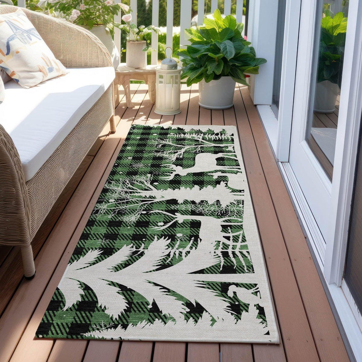 Addison Rugs Quaora Green Washable Indoor-Outdoor Rug