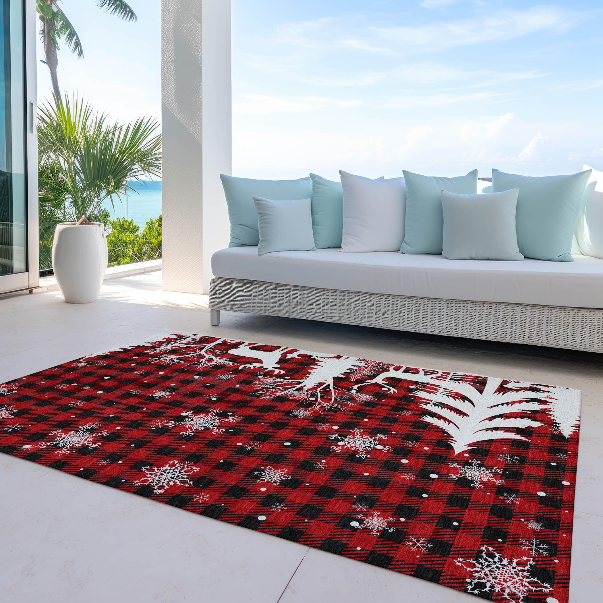 Addison Rugs Quaora Red Washable Indoor-Outdoor Rug