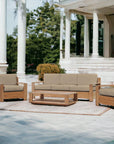 Qube 4-Piece Teak Outdoor Patio Deep Seating Set with Sunbrella Cushions-Outdoor Lounge Sets-HiTeak-LOOMLAN