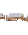 Qube 4-Piece Teak Outdoor Patio Deep Seating Set with Sunbrella Cushions-Outdoor Lounge Sets-HiTeak-LOOMLAN