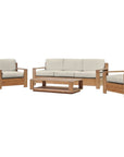 Qube 4-Piece Teak Outdoor Patio Deep Seating Set with Sunbrella Cushions-Outdoor Lounge Sets-HiTeak-Canvas-LOOMLAN