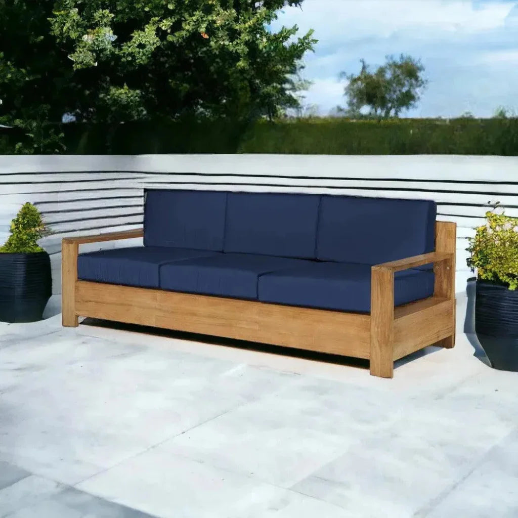 HiTeak Qube Teak Deep Outdoor Couch Sunbrella Cushions