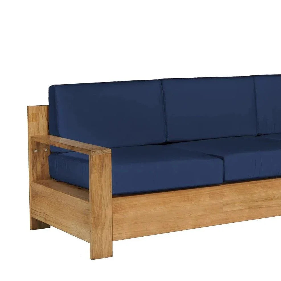 HiTeak Qube Teak Deep Outdoor Couch Sunbrella Cushions