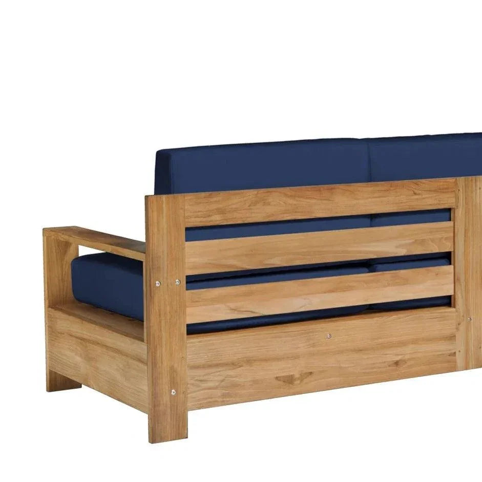 HiTeak Qube Teak Deep Outdoor Couch Sunbrella Cushions