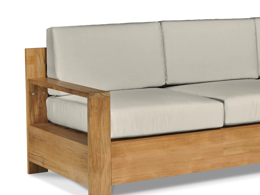 HiTeak Qube Teak Deep Outdoor Couch Sunbrella Cushions