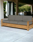HiTeak Qube Teak Deep Outdoor Couch Sunbrella Cushions