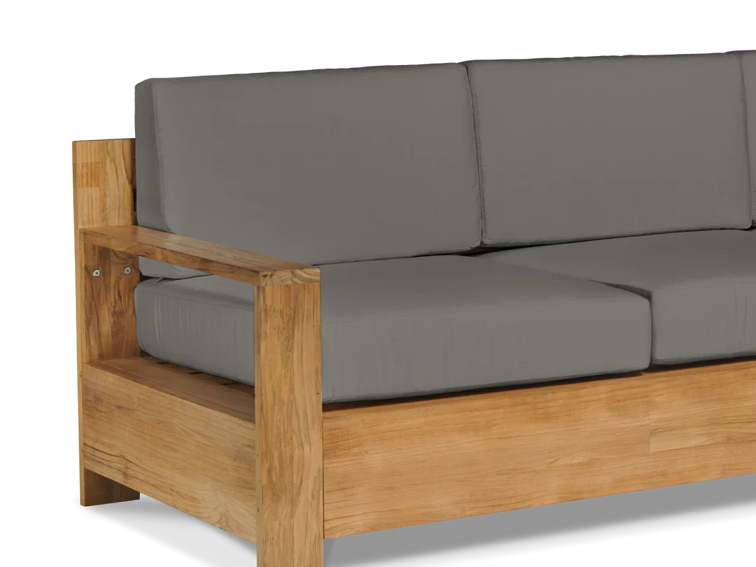 HiTeak Qube Teak Deep Outdoor Couch Sunbrella Cushions