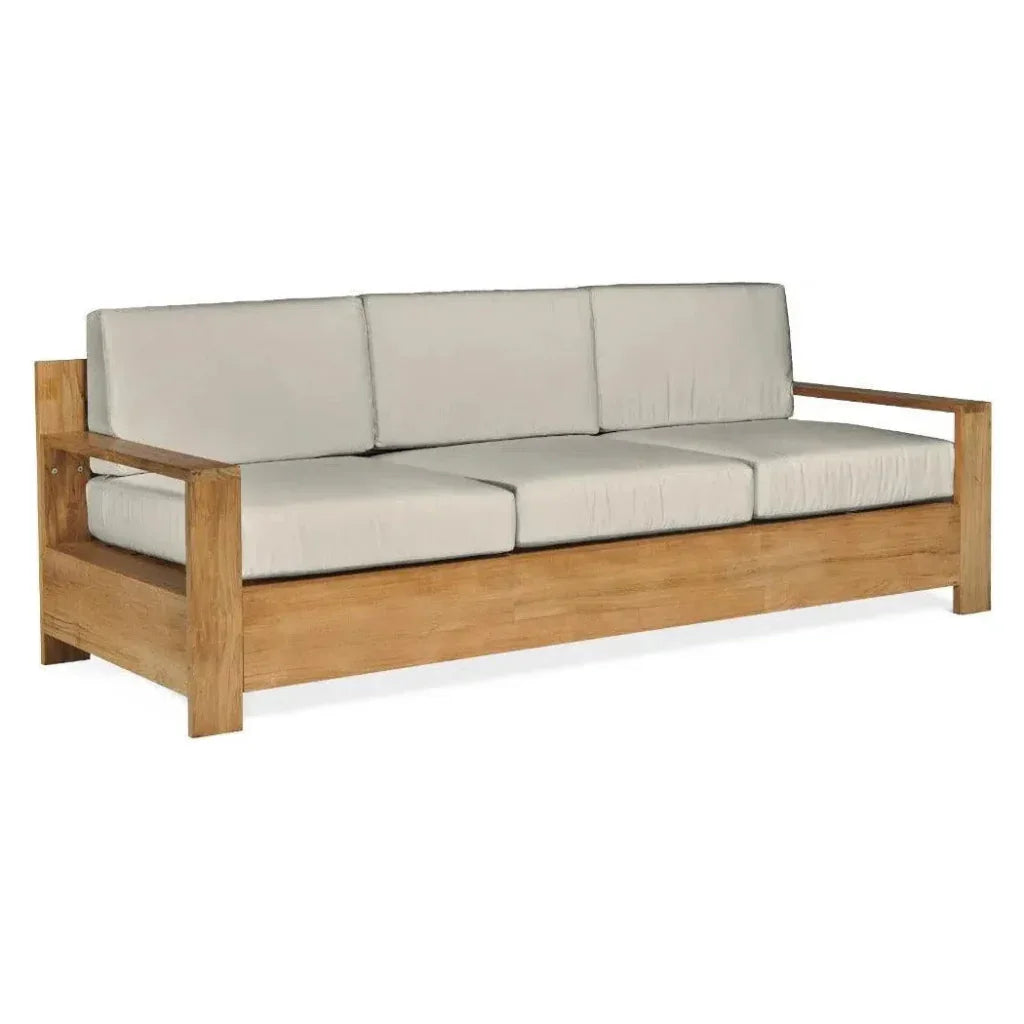 HiTeak Qube Teak Deep Outdoor Couch Sunbrella Cushions