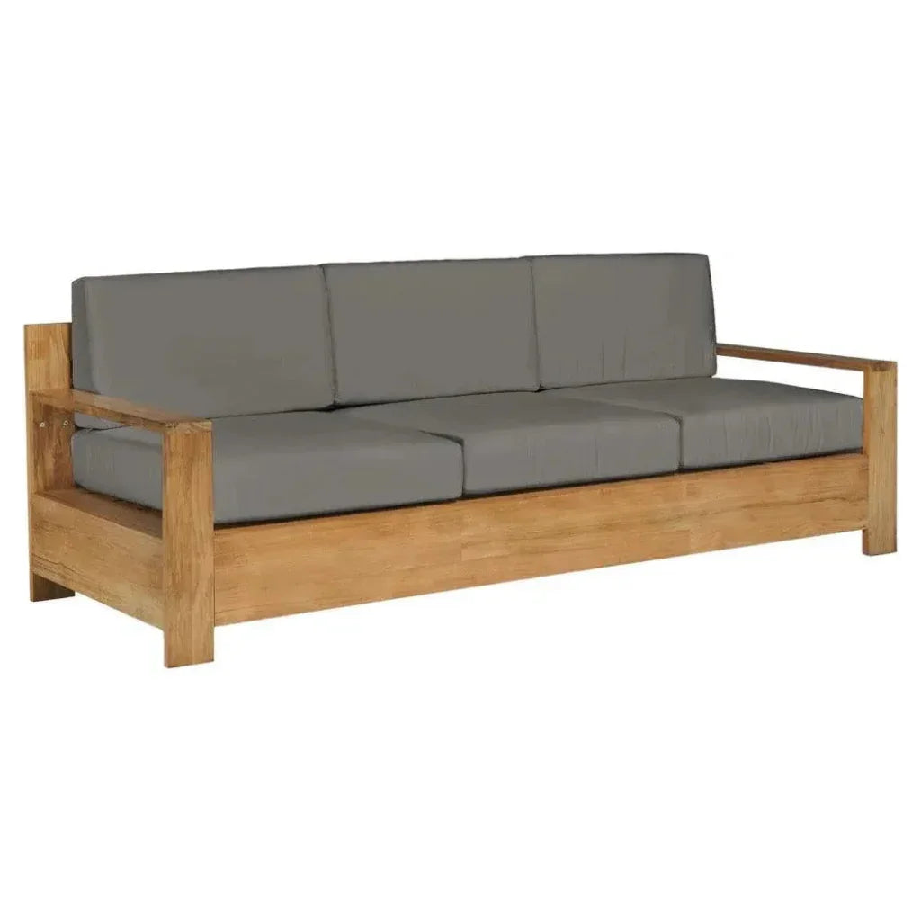 HiTeak Qube Teak Deep Outdoor Couch Sunbrella Cushions