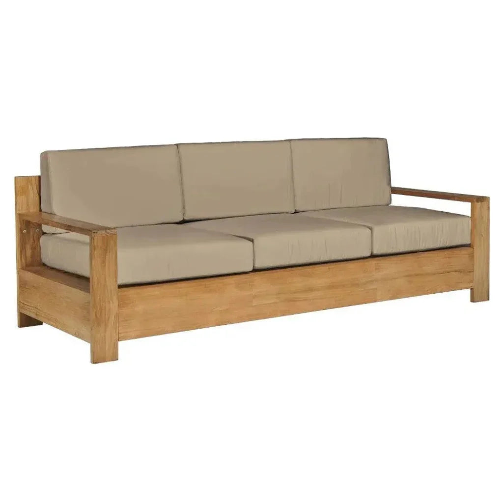 HiTeak Qube Teak Deep Outdoor Couch Sunbrella Cushions
