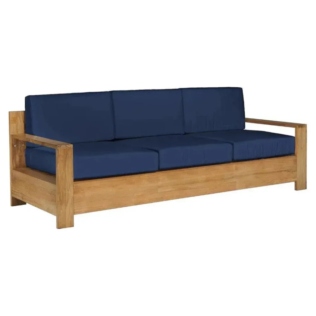 HiTeak Qube Teak Deep Outdoor Couch Sunbrella Cushions