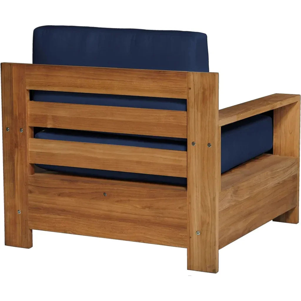 HiTeak Qube Teak Outdoor Club Chair Sunbrella Cushion