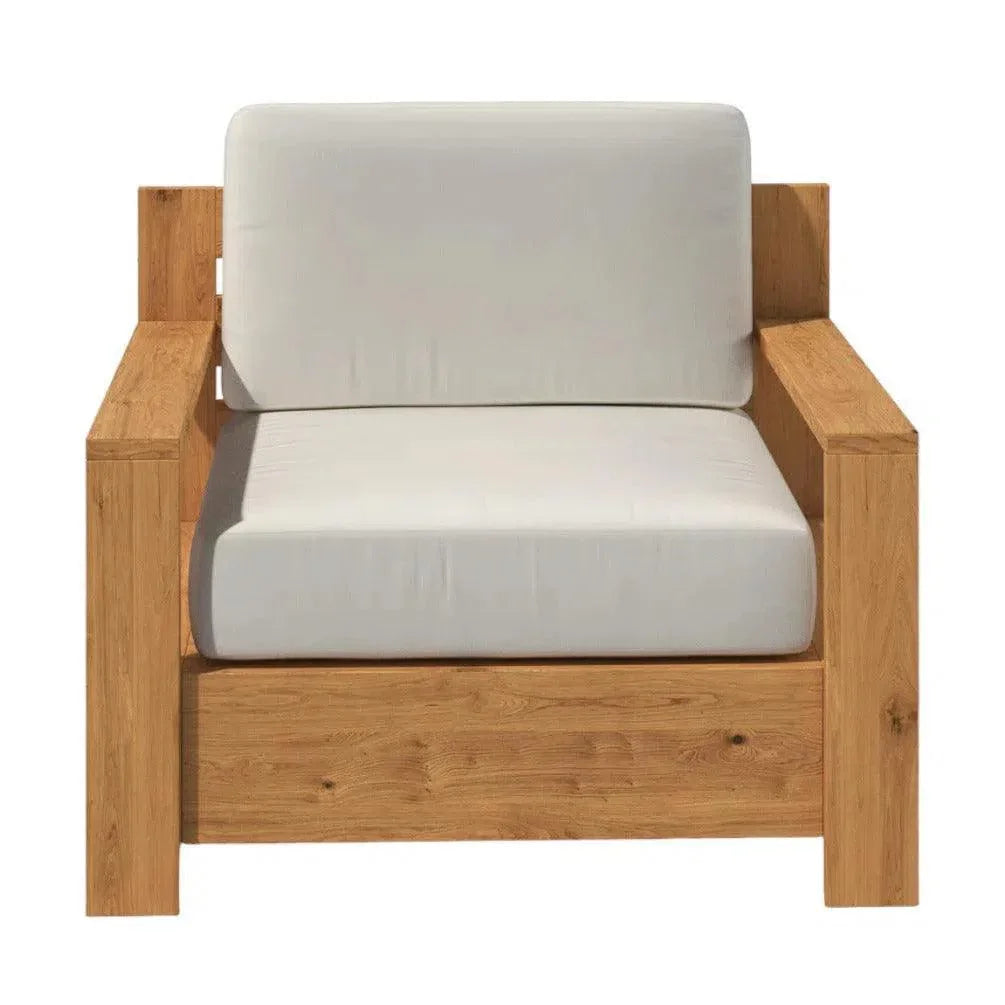 HiTeak Qube Teak Outdoor Club Chair Sunbrella Cushion