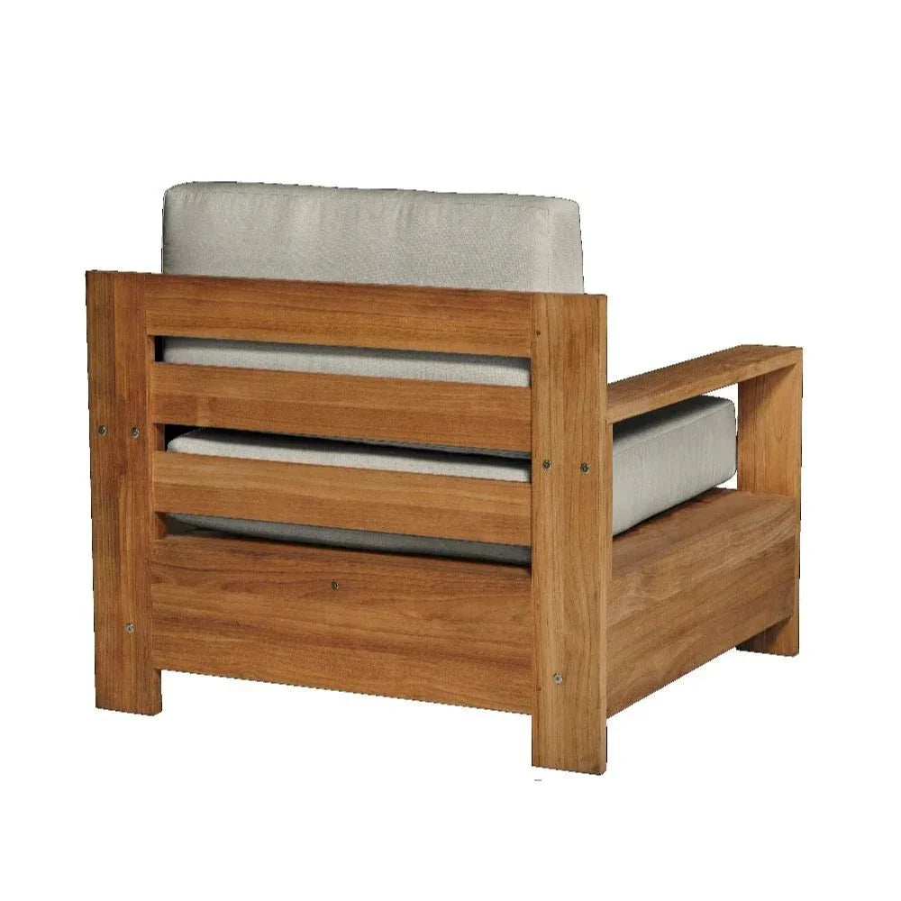 HiTeak Qube Teak Outdoor Club Chair Sunbrella Cushion