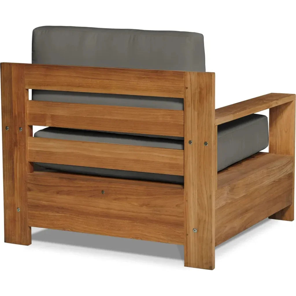 HiTeak Qube Teak Outdoor Club Chair Sunbrella Cushion