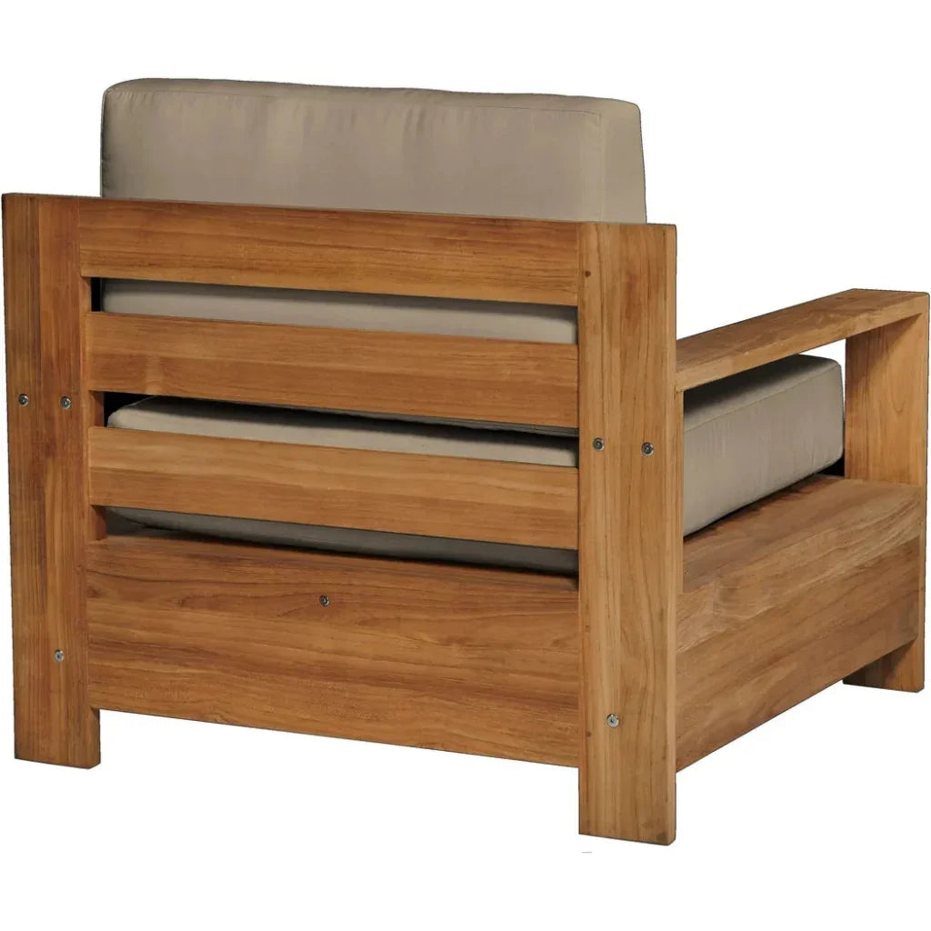 HiTeak Qube Teak Outdoor Club Chair Sunbrella Cushion