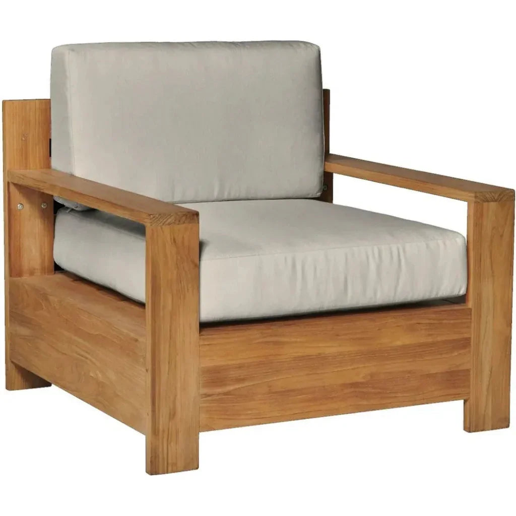 HiTeak Qube Teak Outdoor Club Chair Sunbrella Cushion