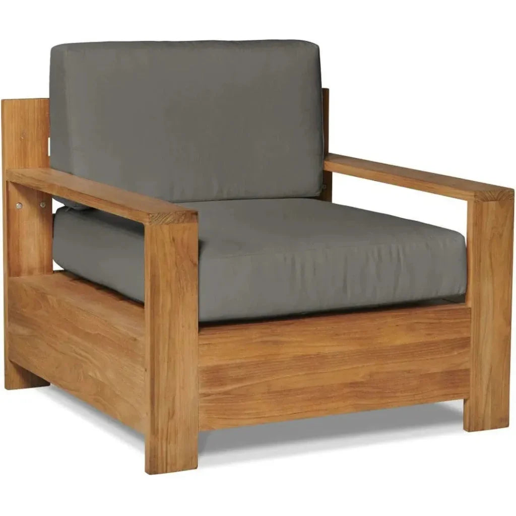 HiTeak Qube Teak Outdoor Club Chair Sunbrella Cushion