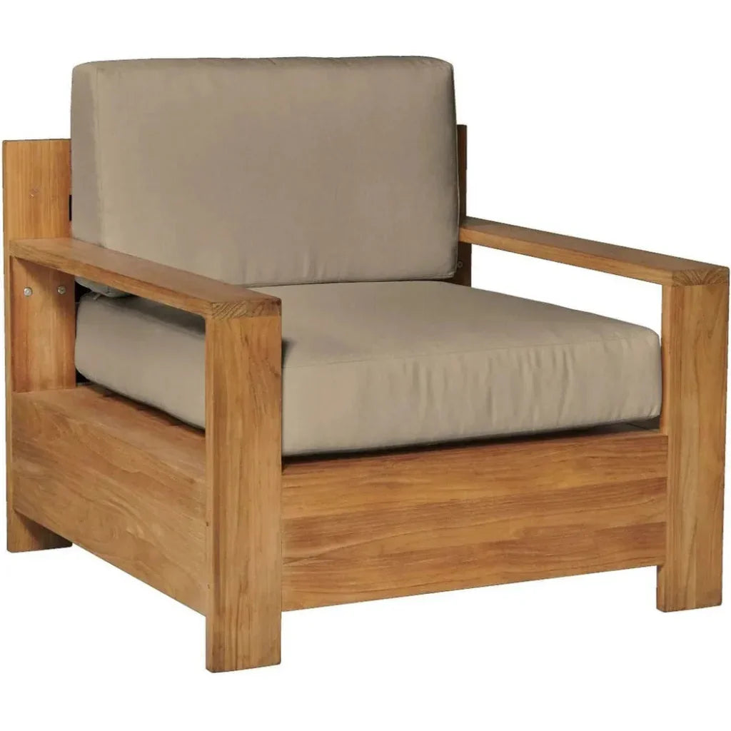 HiTeak Qube Teak Outdoor Club Chair Sunbrella Cushion