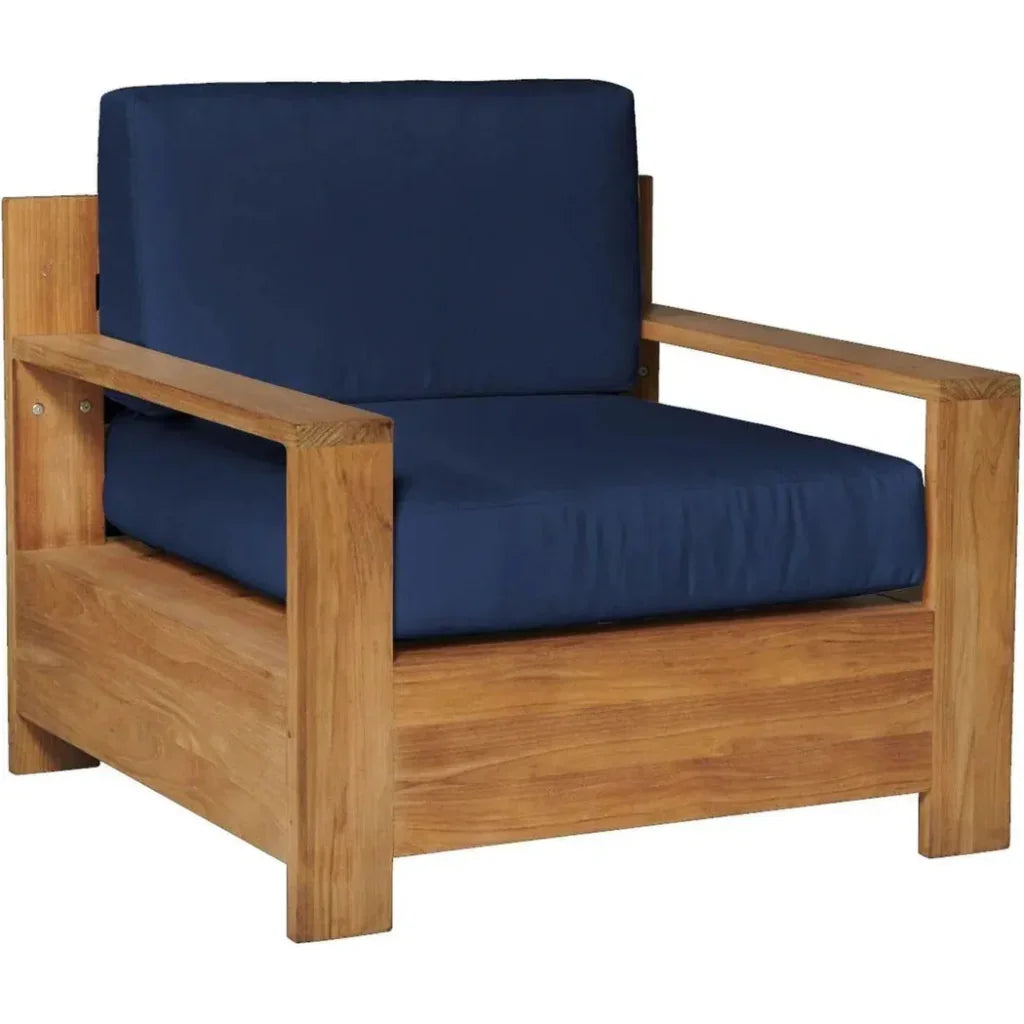 HiTeak Qube Teak Outdoor Club Chair Sunbrella Cushion