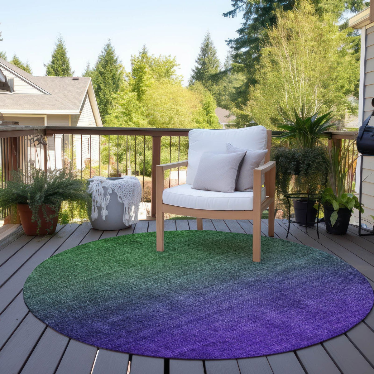 Addison Rugs Quiet Current Green Washable Indoor-Outdoor Rug