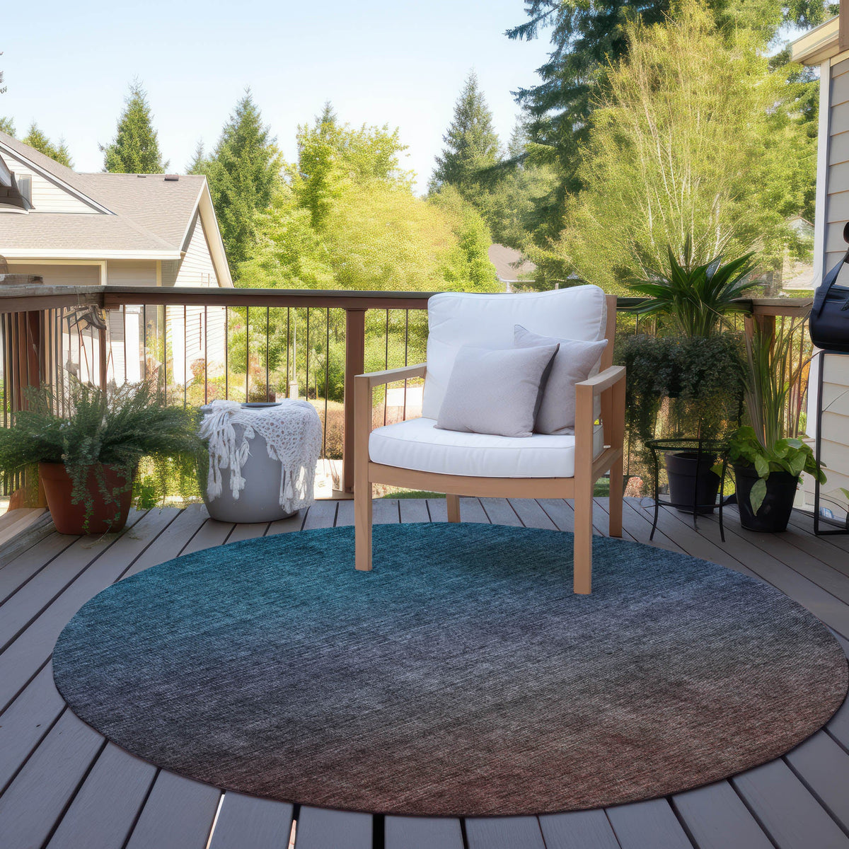 Addison Rugs Quiet Current Teal Washable Indoor-Outdoor Rug