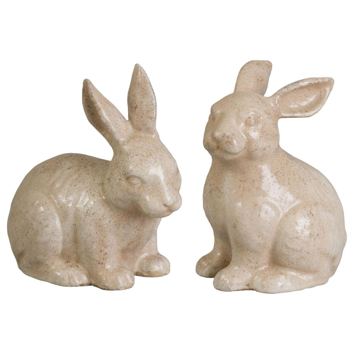 Emissary Rabbit Pair White Ceramic Sculpture