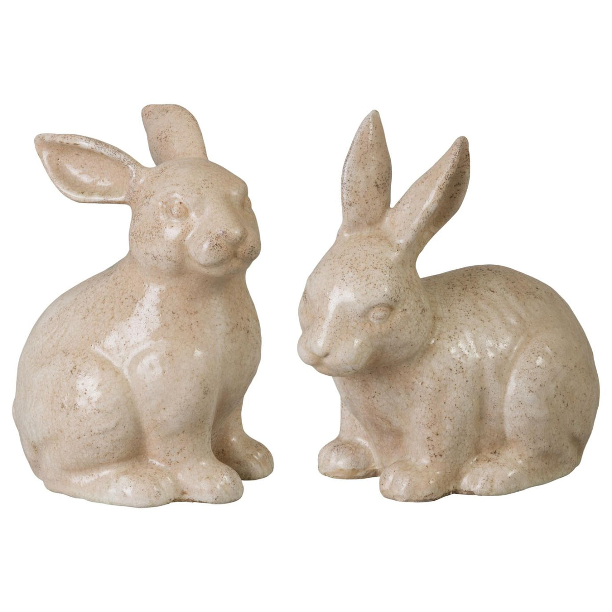 Emissary Rabbit Pair White Ceramic Sculpture