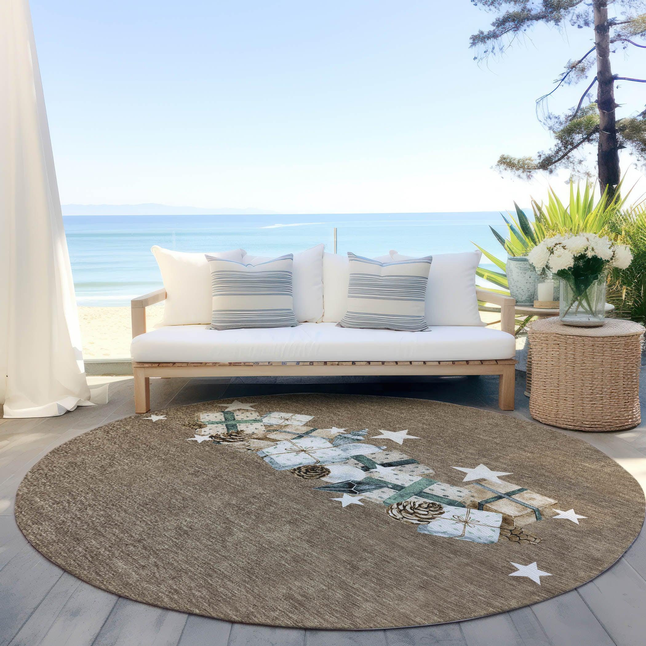 Addison Rugs Raeain Brown Washable Indoor-Outdoor Rug