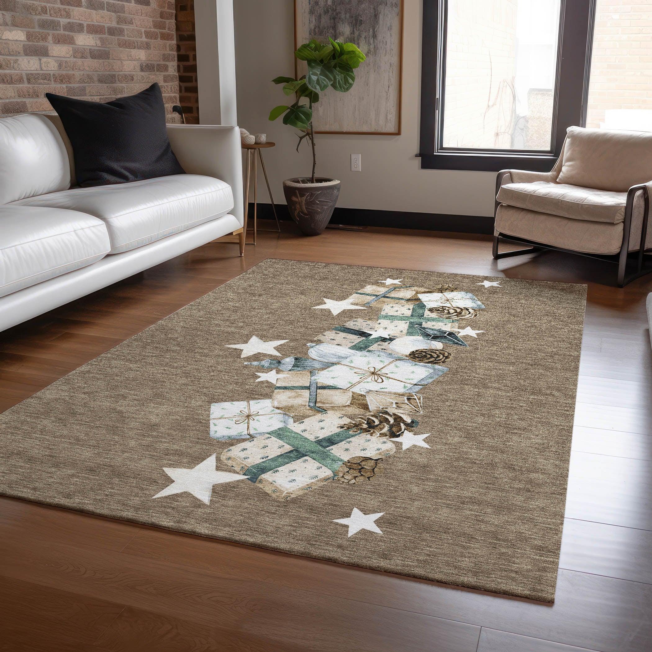Addison Rugs Raeain Brown Washable Indoor-Outdoor Rug