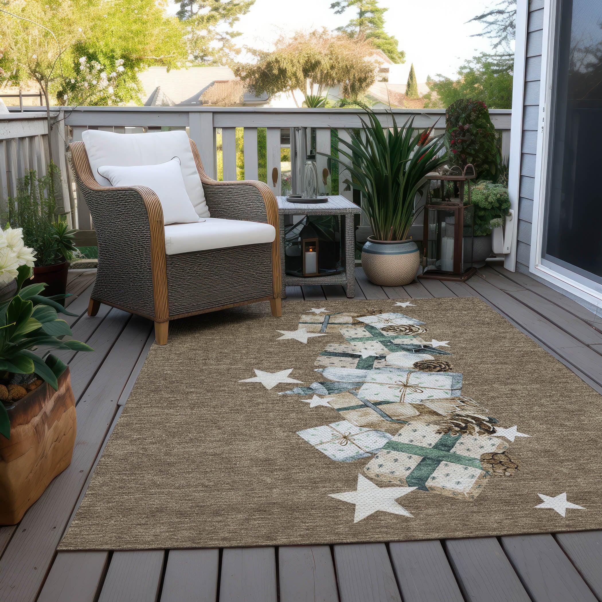 Addison Rugs Raeain Brown Washable Indoor-Outdoor Rug