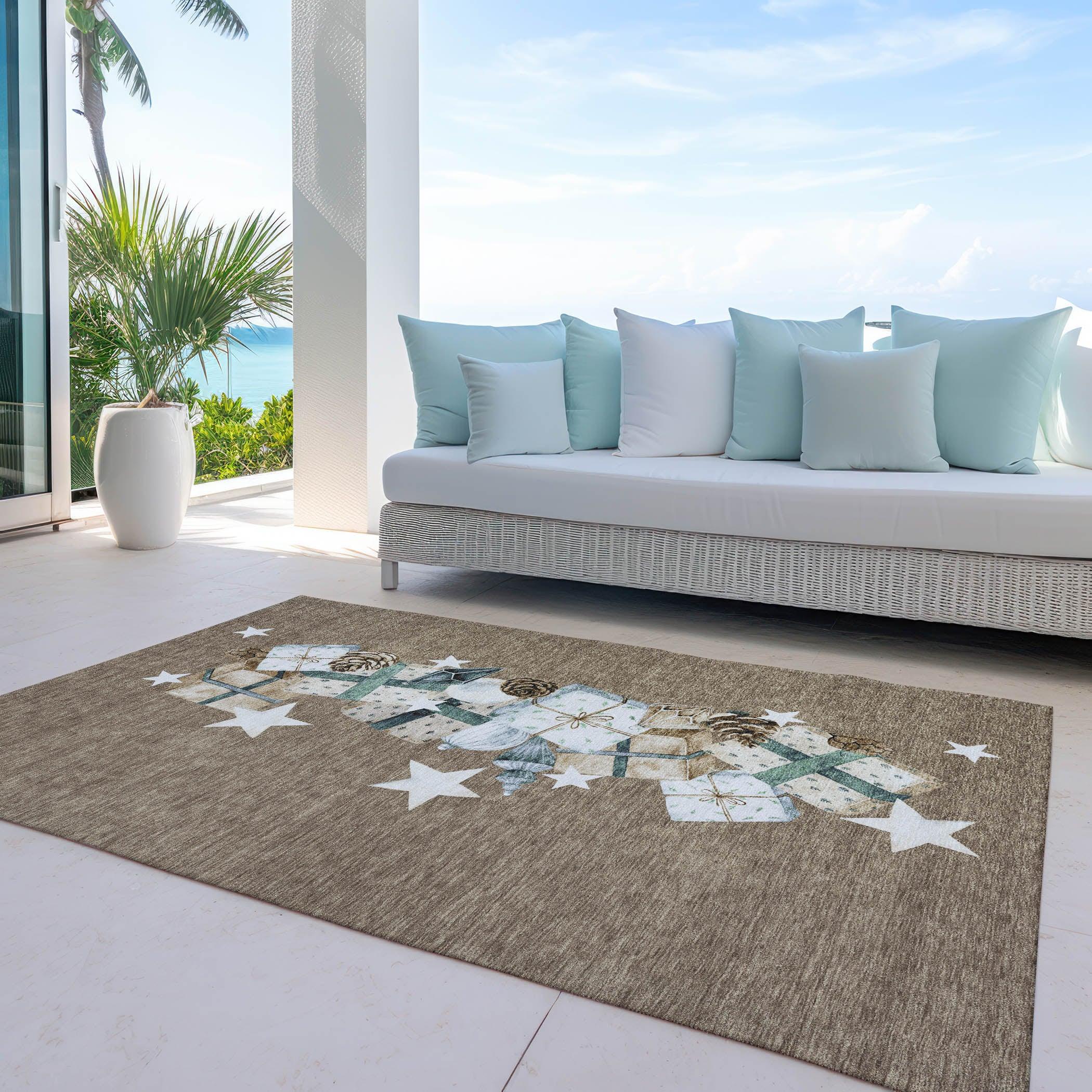 Addison Rugs Raeain Brown Washable Indoor-Outdoor Rug