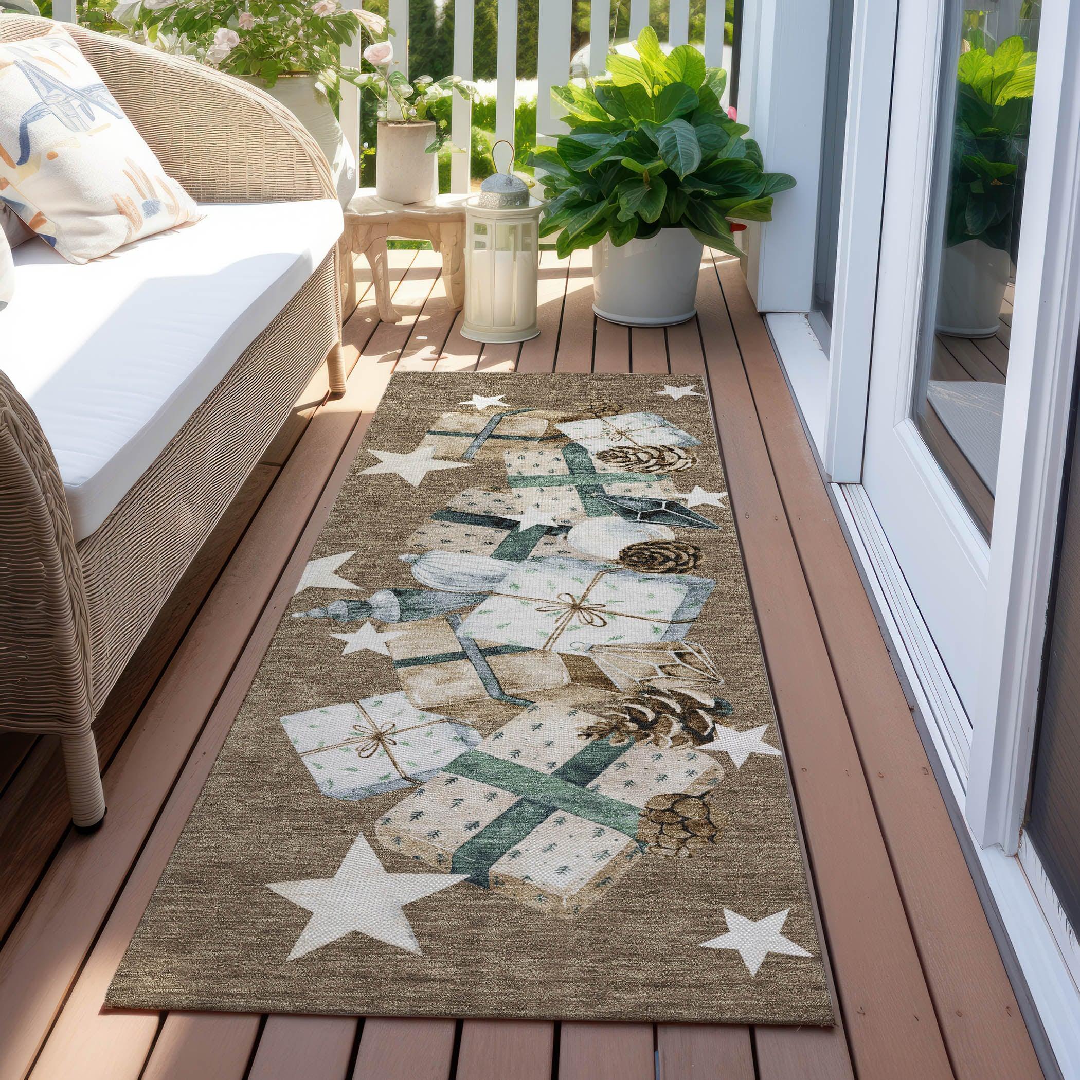 Addison Rugs Raeain Brown Washable Indoor-Outdoor Rug