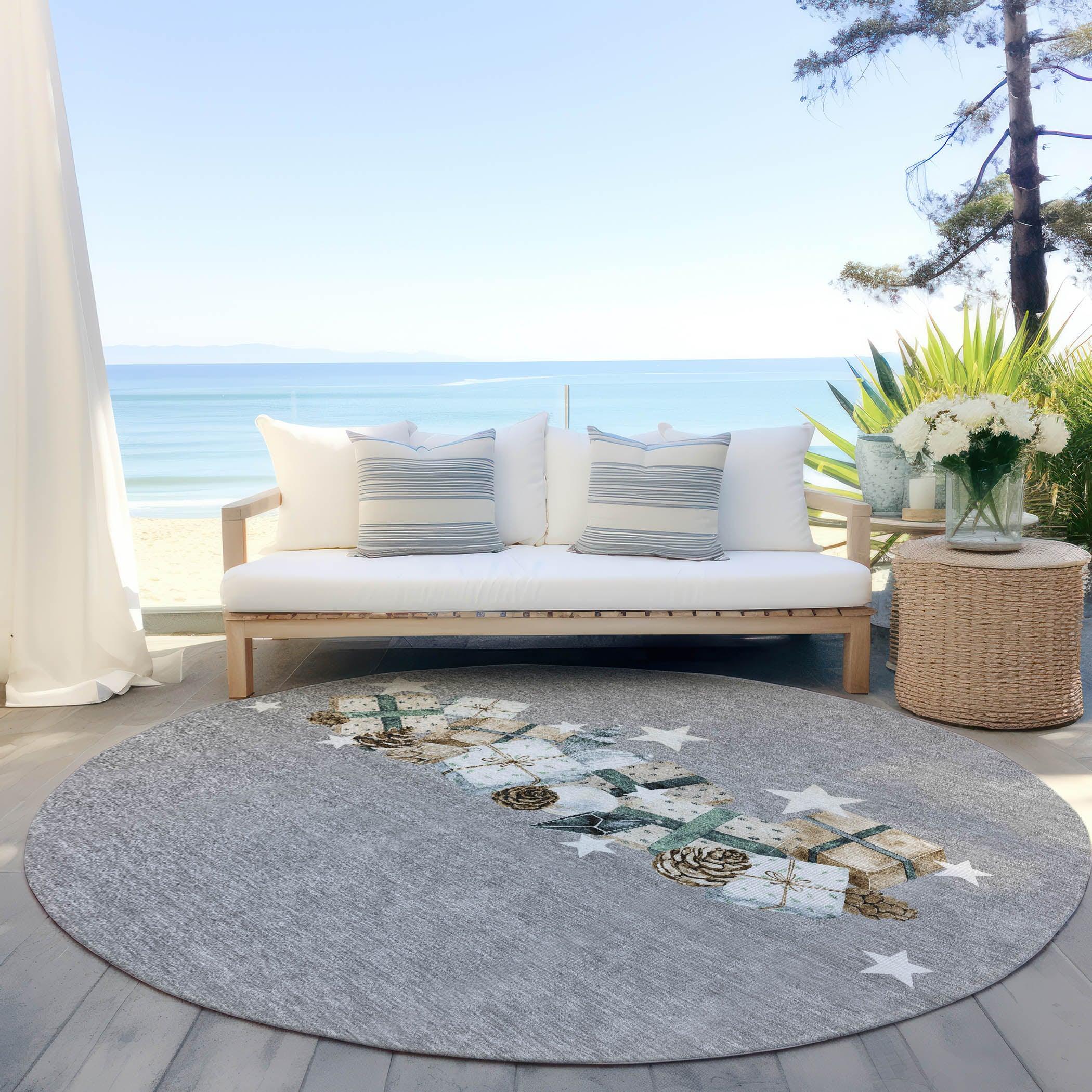 Addison Rugs Raeain Gray Washable Indoor-Outdoor Rug