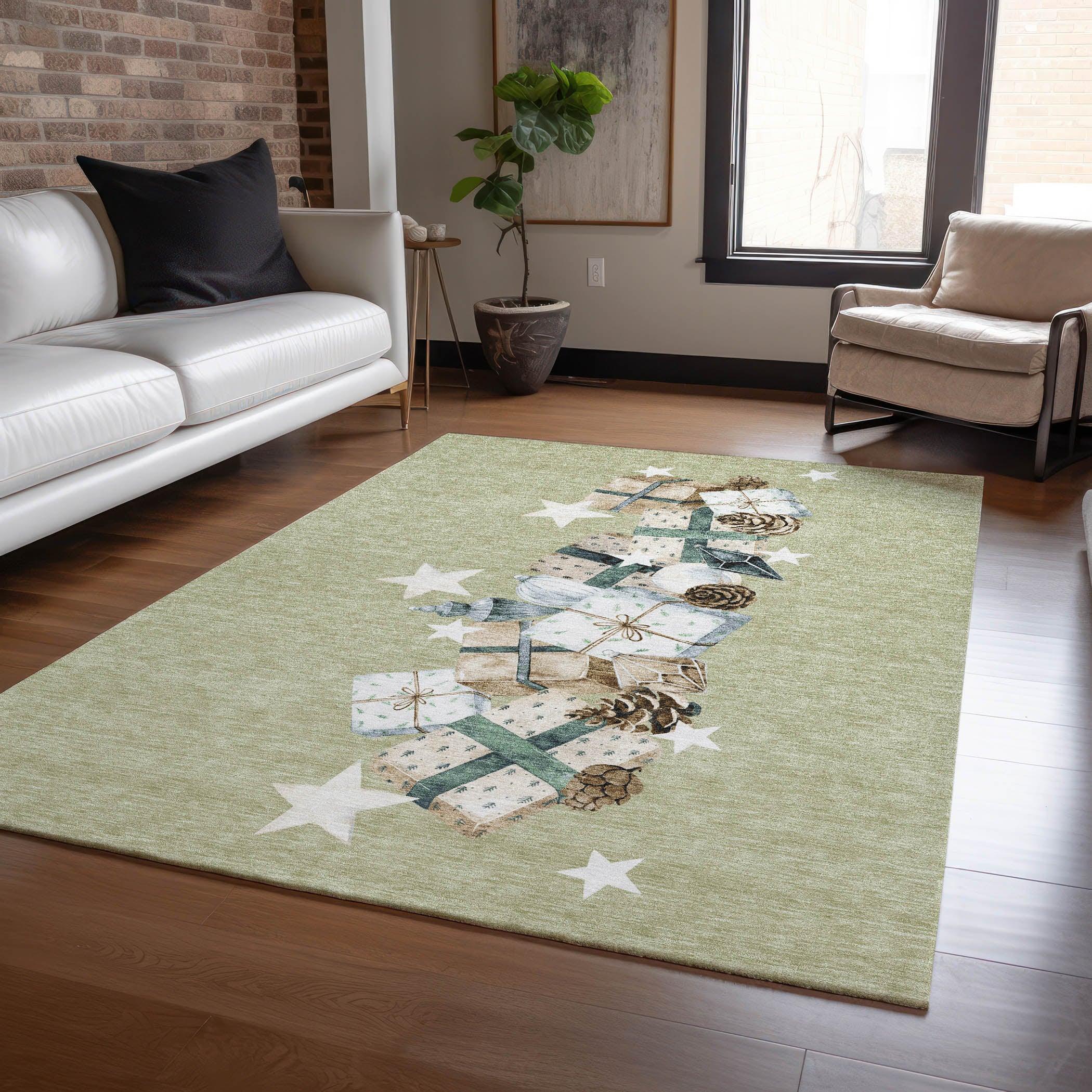 Addison Rugs Raeain Green Washable Indoor-Outdoor Rug